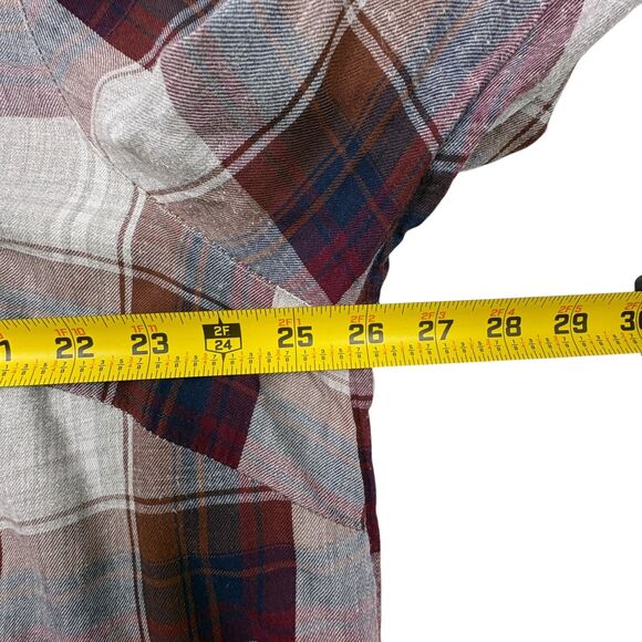 Capsule Plus Ruffle Plaid Blouse Burgundy Navy Cottagecore Prairie Chic 24 - Picture 10 of 14